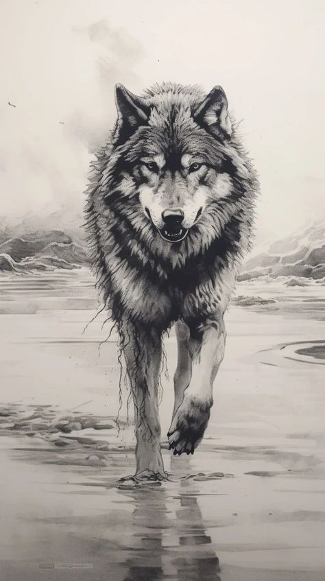 Wolf Drawing Tattoo, Werewolf Drawing, Cute Tattoo Ideas, Wolf Sketch, Cute Tattoo, Wolf Artwork, Wolf Painting, Wolf Tattoo Design, Wolf Spirit Animal