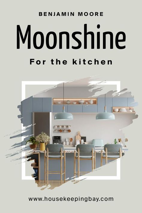 Moonshine for the Kitchen by Benjamin Moore Bm Moonshine, Benjamin Moore Moonshine, Benjamin Moore Kitchen, Trim Colors, Repose Gray, Kitchens And Bedrooms, Kitchen Color, Kitchen Redo, Kitchen Paint