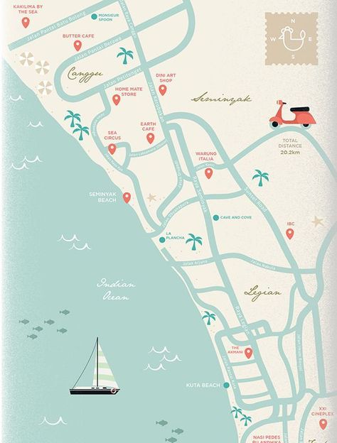 Bali Trip Map Illustration by Putri Febriana. Bali Illustration, Maps Illustration Design, Graphic Map, Maps Illustration, Louise Fili, Map Illustrations, Illustration Map, Map Inspiration, Map Projects