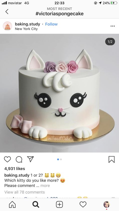 Cat Cake Ideas Birthday, Kitty Cakes Birthdays, Cat Birthday Cakes Girl, Kitten Cakes Birthday, Cat Cakes For Kids, Cat Birthday Cake For Kids, Cats Birthday Cake, Cat Birthday Cakes, Cat Cake Design