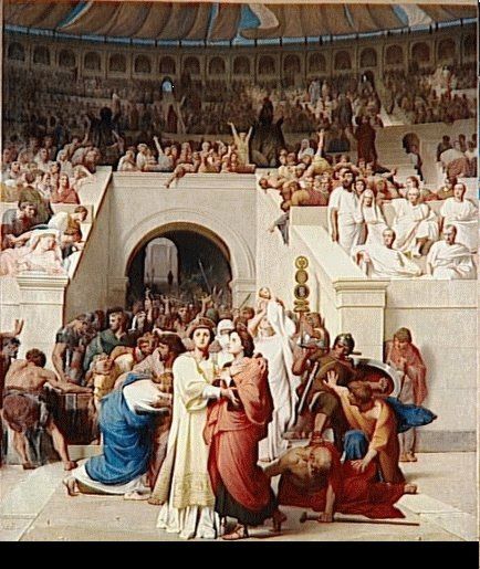 Martyrs chrétiens entrant à l'amphithéâtre/ Christian martyrs going into the amphitheatre by Francois-Leon Benouville (French, b. 1821 - d. 1859). Christian Martyrs, Lawrence Alma Tadema, A4 Poster, Vintage Artwork, French Artists, Art Moderne, Art Reproductions, Photographic Prints, Art History