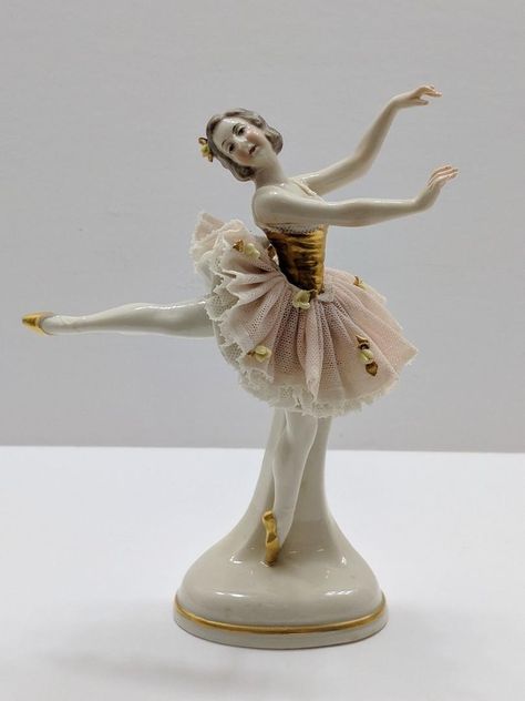 Two Vintage Dresden Lace Ballerina Figurines RARE SEE DESCRIPTION! | #1923699623 Dreamsicles Figurines, Ballerina Figurines, Lladro Figurines Vintage, Ballet Doll, Lladro Figurines Retired, Ballerina Figurines Vintage, Antique Figurines Porcelain, Dresden, The Dress