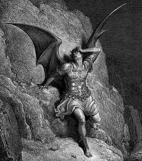 Fallen Angel Art, The Fallen Angel, Concept Art Tutorial, Paradise Lost, Rennaissance Art, Gustave Dore, Angel Warrior, Angel Aesthetic, Biblical Art