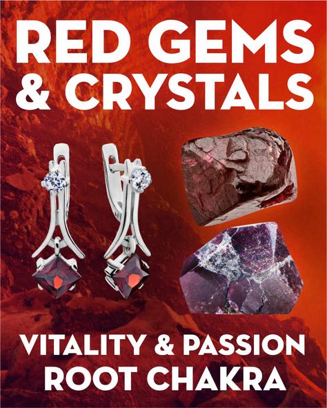 What Do Red Gemstones & Crystals Mean?. Learn the names and meanings of red gemstones & crystals including garnet, ruby, and red spinel. What do red gemstones mean? Red gemstones correspond to the root chakra, vitality, and passion. They each have different meanings, but red in general brings renewed energy and purpose, confidence, determination, and stamina.  If you feel like life is passing you by, red crystals can help you rediscover your zest for... #gemstones #crystals #beadage Names And Meanings, Pyrope Garnet, Red Meaning, Red Spinel, Crystal Power, Gemstones Crystals, Rock Of Ages, Life Force Energy, Gemstone Meanings