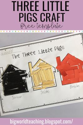 Three Little Pigs Activities Preschool, Three Little Pigs Craft, Three Little Pigs Activities, Fairy Tales Preschool Activities, 3 Little Pigs Activities, Nursery Rhymes Preschool Crafts, Three Little Pigs Story, Three Little Pig, Nursery Rhyme Crafts