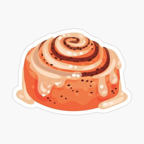 Cinnamon Rolls Sticker, Fall Sticker Ideas, Cinnamon Roll Sticker, Cute Food Stickers, Cozy Stickers, Bakery Stickers, Pixel Kawaii, Pixel Art Food, Baking Stickers