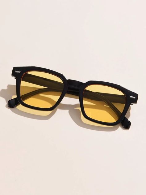 Acrylic Frame Fashion Glasses | SHEIN Glasses For Round Faces, Yellow Glasses, Hipster Glasses, Tinted Glasses, Fitness Wear Outfits, Acrylic Frame, Stylish Glasses, Acrylic Frames, Fashion Glasses