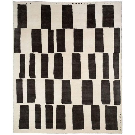 Graphic Black and White Wool Area Rug | From a unique collection of antique and modern central asian rugs at https://www.1stdibs.com/furniture/rugs-carpets/central-asian-rugs/ Black And White Carpet, Graphic Black And White, Graphic Rug, Black White Rug, Asian Rugs, Rugs Usa, 8x10 Area Rugs, Silk Rug, Carpet Design