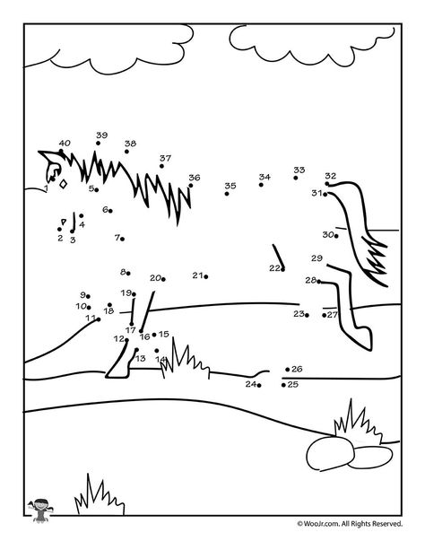 Horse Dot to Dot Activity Page | Woo! Jr. Kids Activities Horse Activities For Preschool, Horse Activities For Kids, Horse Camp Activities, Horse Crafts Kids, Laughing Horse, Dot To Dot Printables, Counting Practice, Horse Lessons, Horse Birthday Parties