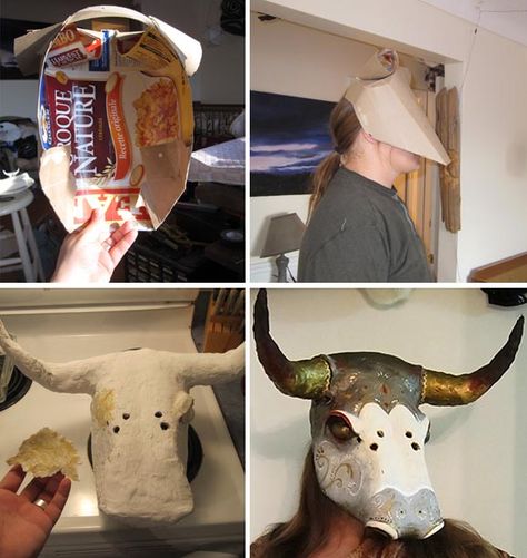 Minotaur Costume, Masks Ideas, Paper Mache Mask, Cow Costume, Ge Bort, Cow Head, Ideas Videos, Halloween 2015, Cosplay Tutorial