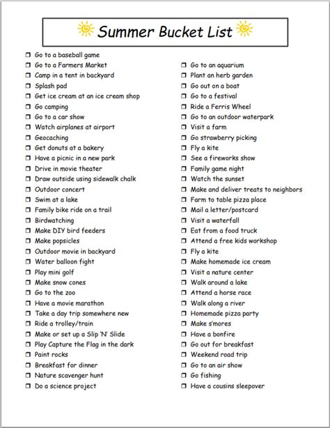 Summer Bucket List - Kinda Sorta Simple Simple Bucket List, Printable Summer Bucket List, Summer Bucket List Activity, Fun Summer Ideas, Old Summer, Camping Photo, Fun List, Making Homemade Ice Cream, Workout Inspo