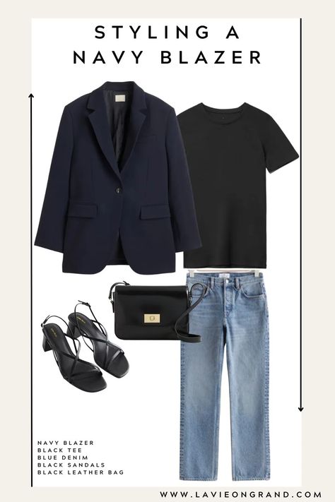 8 WAYS TO WEAR A NAVY BLAZER Navy Blazer Outfits For Women, Navy Blue Blazer Outfit Women, Navy Blazer Outfit Women, Blue Blazer Outfits For Women, Navy Blue Blazer Outfit, Navy Blazer Women, Navy Blazer Outfits, Blue Blazer Outfit, Corporate Girly