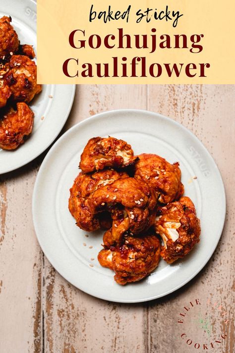 Gochujang Cauliflower, Cauliflower Wings, Cauliflower Steaks, Vegan Comfort Food, Vegan Appetizers, Group Meals, Hearty Meals, Sweet Desserts, Sweet And Spicy