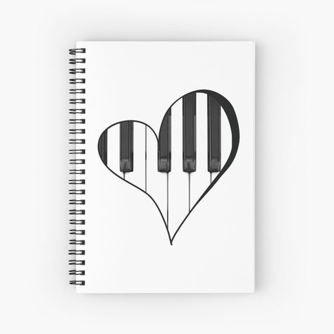 Music Front Page Design, Music Book Cover Design Ideas, Drawing About Music, Piano Valentines, Piano Drawing, Key Drawings, Creative Book Cover Designs, Music Notebook, Mandala Drawings