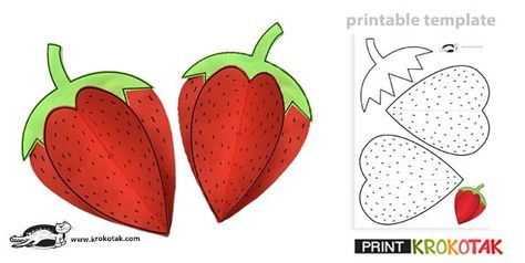 Strawberry Paper Craft Strawberry Paper Craft, Strawberry Paper, Fruit Crafts, Pop Art For Kids, Papercraft Templates, D Craft, Easy Paper Crafts, Bible Lessons, Craft Activities For Kids