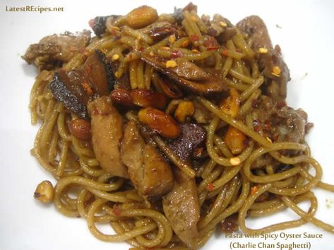 Spaghetti with Spicy Oriental Sauce (Charlie Chan Chicken Pasta Copycat) Fish Gumbo, Spaghetti With Chicken, Char Siu Sauce, High Sodium Foods, Charlie Chan, Chicken Fillet, Cajun Dishes, Chicken Breast Fillet, Gumbo Recipe