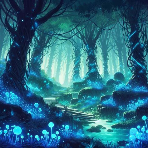 Dungeons And Dragons Backgrounds, Lotr Locations, Magical Mountain, Crystal Forest, Blue Drawings, Pool Art, Mystical Places, Forest Background, Night Forest