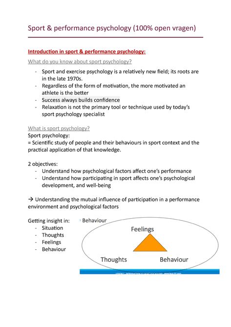 Sport & performance psychology - Sport & performance psychology (100% open vragen) Introduction - StuDocu Performance Psychology, Sport Psychology, Sports Psychology, Applied Behavior Analysis, Intrinsic Motivation, Positive Mental Health, Behavior Analysis, Sport Performance, Self Talk