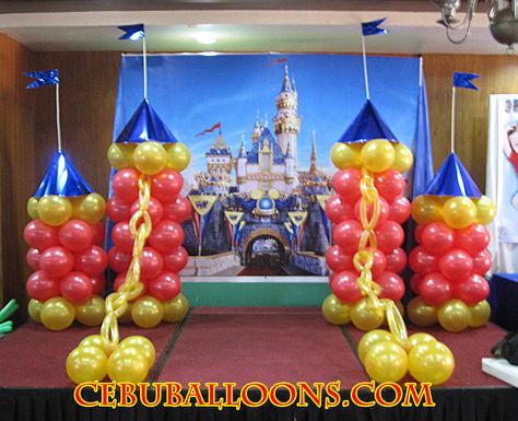 balloon columns designs | Balloon Designs | Cebu Balloons and Party Supplies Disney Graduation, Balloon Tower, Beauty And The Beast Theme, Balloon Designs, Royal Castle, Disney Theme Party, Prince Baby Shower, Girls Tea Party, Balloon Ideas