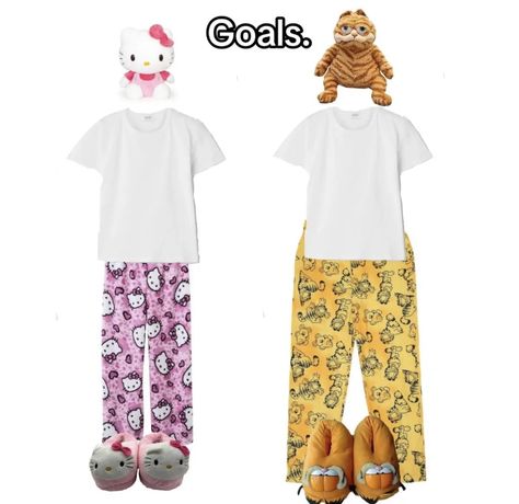 Hello Kitty And Garfield, Couple Goal Outfits, Bff Matching Outfits, Images Hello Kitty, Bff Matching, Matching Outfits Best Friend, Couple Fits, Matching Pjs, Cute Pajama Sets