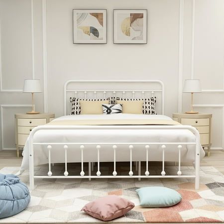 White metal bed frame