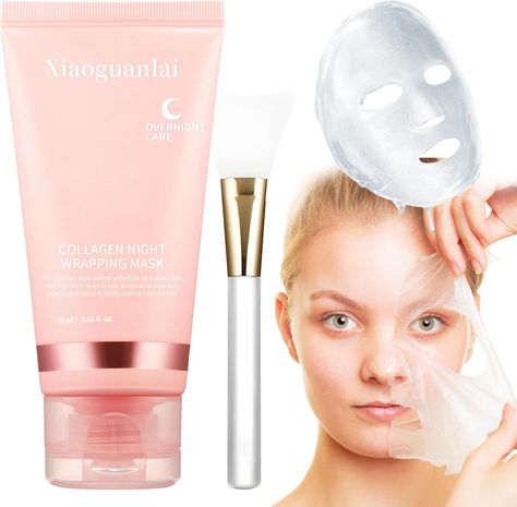 Collagen Night Wrapping Mask, Collagen Overnight Wrapping Peel Off Facial Mask, Overnight Collagen Wrapping Mask, Hydrolyzed Collagen Perfect for Dry & Dehydrated Skin(1PC) Peel Off Face Masks, Collagen Mask, Mask Pack, Peel Off Mask, Hydrolyzed Collagen, Facial Mask, Dehydrated Skin, Facial Masks, Skin Elasticity