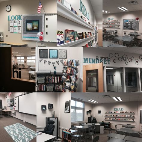 Yes, a high school classroom can be inviting. My language arts 9-12 classroom. Senior High School Classroom Design, Inviting Classroom, Hs Classroom, Classroom Decor Middle, Arts Classroom, Classroom Decor High School, Classroom Idea, Classroom Makeover, High School History