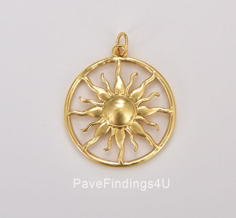 Sun Charm Necklace, Sun Pendant Gold, Sun Brooch, Gold Sun Necklace, Sun Jewelry, Gold Sunburst, Celestial Sun, Sun Charm, Sun Necklace