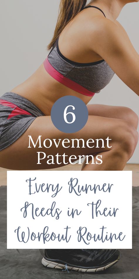 Over the past few years I've become very invested in my strength training. Here are 6 movement patterns every runner should be doing. Training For Runners, Strength Training Exercises, Runners Workout, Strength Training For Runners, Strength Program, Weighted Squats, Strength Training Program, Training Exercises, My Strength