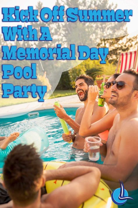 Memorial Day Pool Party Ideas, Memorial Day Pool Party, Pool Party Diy, Latham Pool, Tiki Man, Pool Party Themes, Blowing Up Balloons, Pool Backyard, Pool Party Decorations