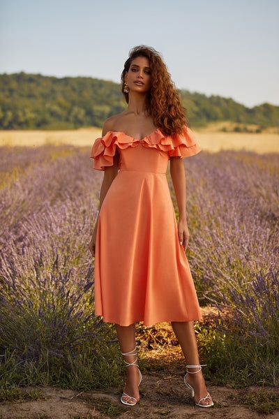 Tiana Dress, Alamour The Label, Chloe Dress, Maxi Styles, Mid Dresses, Lulu Dresses, Orange Dress, Ruched Dress, Guest Dresses