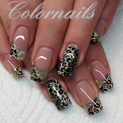 Embellished Nails, Baddies Nails, Smart Nails, Acrylic Nail Designs Coffin, Cheetah Nail Designs, Animal Print Nails Art, Luminous Nails, French Tip Nail Designs, Square Nail Designs