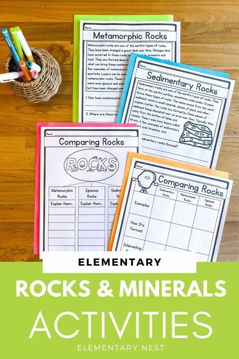 Rocks And Minerals Activities, Minerals Activities, Weather Science Activities, Teaching Weather, Rock Science, Second Grade Science, First Grade Lessons, Weather Science, Rock Cycle