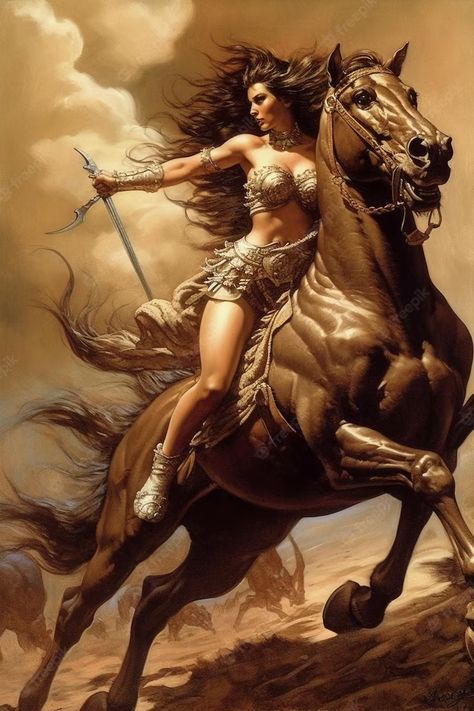 Premium AI Image | A woman riding a horse with a sword on her head. Pictures Of Horses Amazing Photos, Women On Horse, Warrior Riding Horse, Warrior Women Art, Girl Horse Art, Woman On A Horse, Horse And Woman, Cowgirl Riding Horse, Woman On Horseback