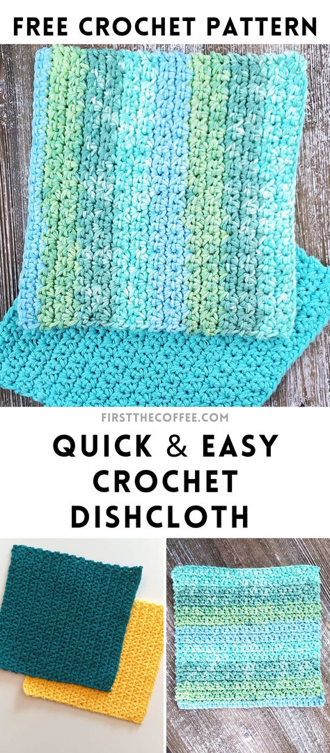 Crochet Dish Cloth: Free Pattern Easy Crochet Dishcloth Pattern, Easy Crochet Dishcloth, Free Crochet Dishcloth, Crochet Washcloth Free Pattern, Crochet Dishcloth Pattern, Crochet Washcloth Free, Cotton Crochet Patterns, Crochet Pot Holders Free Pattern, Easy Beginner Crochet Patterns