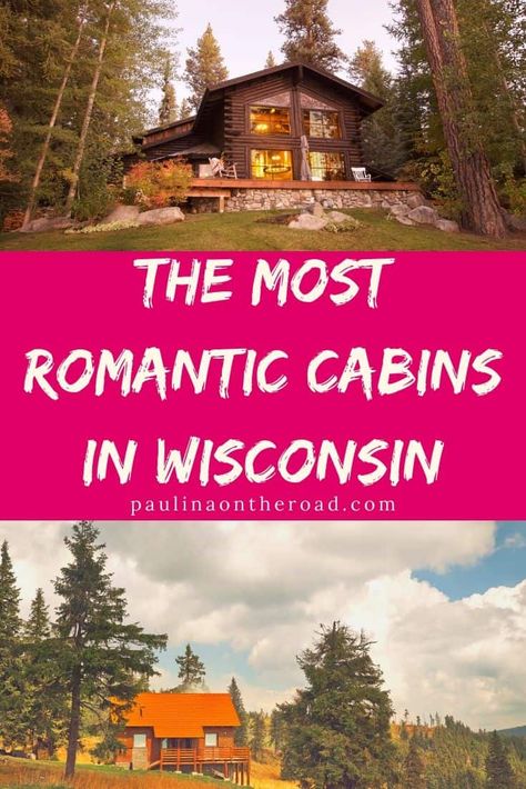 Are you looking for romantic cabins in Wisconsin? Find a handpicked selection of the best wood cabins in Wisconsin in order to spend the most romantic cabin getaway in Wisconsin with your beloved one. Find lakefront cabins in Wisconsin, cabins in the woods, luxury cabins in Wisconsin, romantic getaway options for Wisconsin Dells, Door County and more. #wisconsin #lakecabins #wisconsincabins #romanticcabins #logcabins #wisconsincabinrentals #cabingetaway #cabininthewoods #usatravel #emptyplaces Wisconsin Cabin, Romantic Cabin Getaway, Wood Cabins, Honeymoon Cabin, Luxury Cabins, Cabin Getaway, Romantic Bed And Breakfast, Romantic Cabin, North America Travel Destinations