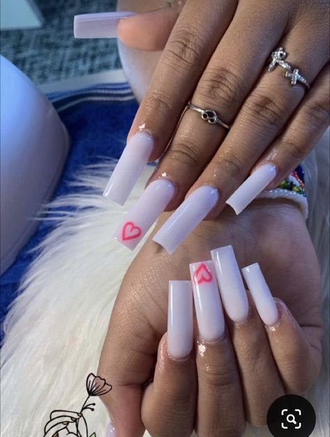 White Coffin Nails, Tapered Square Nails, Hard Nails, Simple Gel Nails, Colored Acrylic Nails, White Acrylic Nails, Girly Acrylic Nails, French Tip Acrylic Nails, French Acrylic Nails