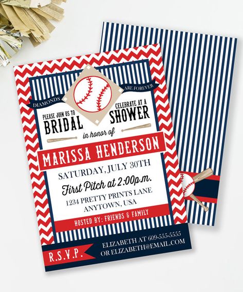 Baseball Bridal Shower Invitation Baseball Couples by MKKMDesigns