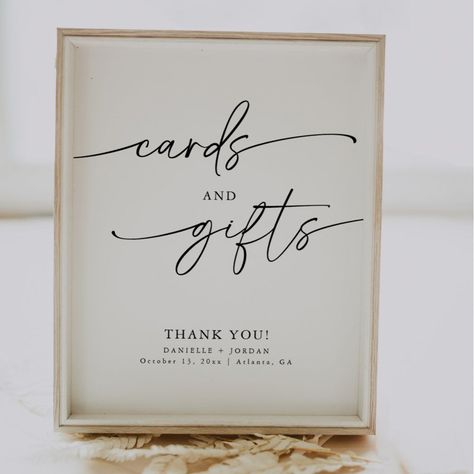 Elegant Modern Minimalist Cards And Gifts Sign Editable Template Cards And Gifts Sign, Minimalist Cards, Wedding Card Design, Gifts Sign, Wedding Welcome Signs, Cards Sign, Bridal Shower Decorations, Create Sign, Wedding Welcome