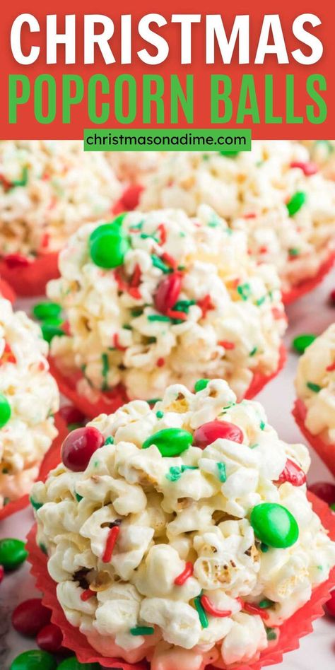 Christmas Popcorn Balls, Christmas Popcorn Recipes, Marshmallow Popcorn Balls, Popcorn Balls Recipe, Marshmallow Popcorn, How To Make Popcorn, Christmas Popcorn, Popcorn Balls, Gluten Free Christmas