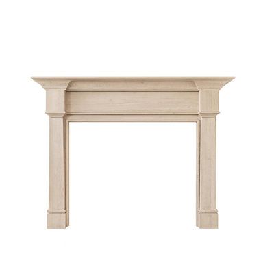 The grant wood fireplace surround mantel exudes a simplicity that provokes notions of refined elegance. Its tiered top shelf, cascading legs, and wrapping trim all add a distinctive decorative touch to its overall appearance. You'll love the stylish upgrade the grant mantel creates for not just your fireplace, but also your room. The grant is crafted from poplar wood. | Modern Ember Grant Traditional Wood Fireplace Mantel Surround Kit Includes Wooden Mantel Surround & Shelf White | MDWR1036_8680 Fireplace Mantel Surround, Wood Fireplace Surrounds, Wood Mantel Shelf, Fireplace Mantel Surrounds, Wooden Mantel, Mantel Surround, Gas Fireplace Insert, Wooden Fireplace, Grant Wood