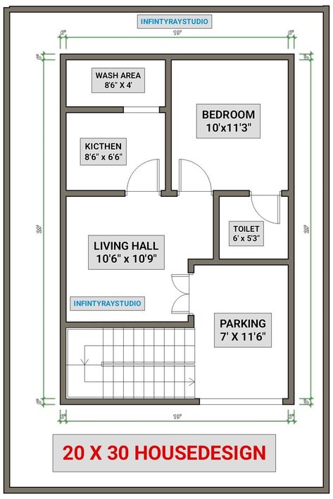 30 By 20 House Plans, 20 X 30 Floor Plan Layout 2 Story, 20 30 House Plan, 20 X 30 Floor Plan Layout, 20×30 House Plan, 20x30 House Plans, Budget House Plans, Small House Blueprints, 20x40 House Plans