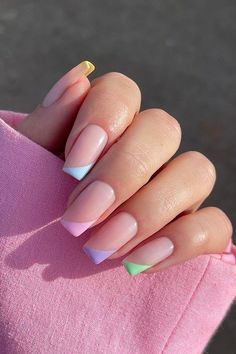 French Manicure Easter Nails, Pastel French Tip Nails, Pastel French Tip, Nails Rainbow, Spring Nail Ideas, Nails Pastel, Pastel Nails Designs, Pastel Nail, French Tip Nail Designs