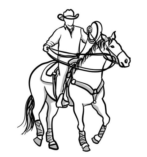 Horse And Rider Tattoo, Man On Horse Drawing, Cowboy Doodles, Scenic Tattoo, Man On Horse, Horse Coloring Pages, Bull Riders, Horse Drawing, Horse Drawings