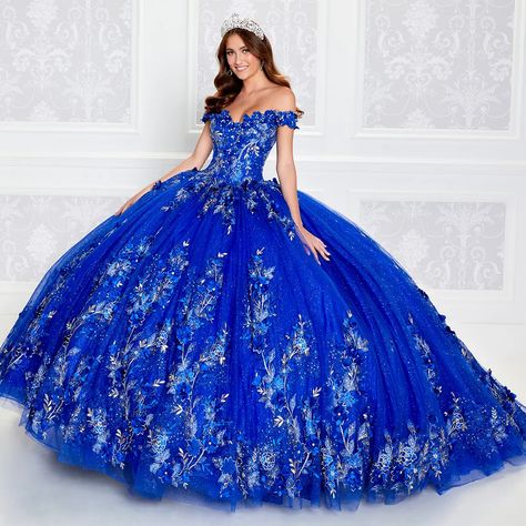 Royal Blue Quince Dress, Blue Quince Dress, Royal Blue Quinceanera Dresses, Fabric Beading, Royal Blue Quince, White Quinceanera Dresses, Ethereal Fashion, Royal Blue Quinceanera, Quinceañera Dresses