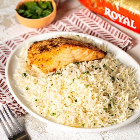 » Sesame Garlic Basmati Rice with Oven Roasted Salmon : Authentic Royal® Garlic Basmati Rice, Rice And Salmon, Best Rice Recipe, Basmati Rice Recipes, Oven Roasted Salmon, White Rice Recipes, Best Rice, Salmon And Rice, Salmon Dishes