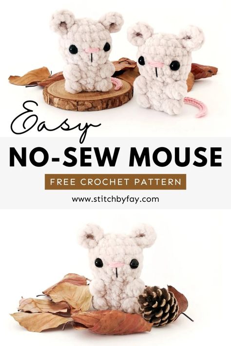 No-Sew Crochet Mouse Pattern Crochet Mouse Free Pattern, Crochet Mouse Pattern, Pocket Crochet, Small Amigurumi, Mouse Pattern, Crochet Bear Patterns, Crochet Mouse, Halloween Crochet Patterns, Crochet Animals Free Patterns