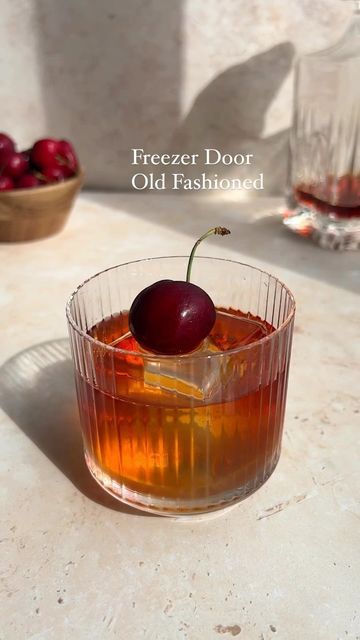 Julianna McIntosh on Instagram: "Celebrate Father’s Day by gifting a bottle of a Freezer Door Cherry Old Fashioned This is one of my favorite ways to make classic booze forward cocktails because all you have to do it make it in the bottle, throw it in the freezer and your ready to pour & sip whenever you feel like it! Also, I forgot to finish the video & therefore captured the last pour of the bottle haha Here’s a fun way to make a homemade freezer door old fashioned: Grab a full bottle of rye or bourbon and pour out 6 oz, shoot it back or save it! In your bottle add in: 2 oz Demerara syrup 1 oz cherry syrup 3/4 oz angostura bitters 1/2 oz Orange bitters Optional: 1-2 oz water for dilution (I like to let mine mellow with ice but it’s up to you as it’s pretty boozy!) Optional: 1 orange Cherry Old Fashioned, Orange Bitters, Cherry Syrup, Angostura Bitters, Orange Peel, I Forgot, Rye, Bourbon, Old Fashioned