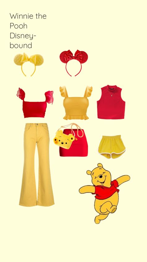 #disney #outfitinspo #winniethepooh #disneybound #disneybounding Piglet Inspired Outfit, Stitch Disneybound Outfits, Pixar Inspired Outfits, Simba Disneybound, Tigger Disneybound, Easy Disney Bound Outfits, Lilo Disneybound, Easy Disneybound, Winnie The Pooh Diy Costume