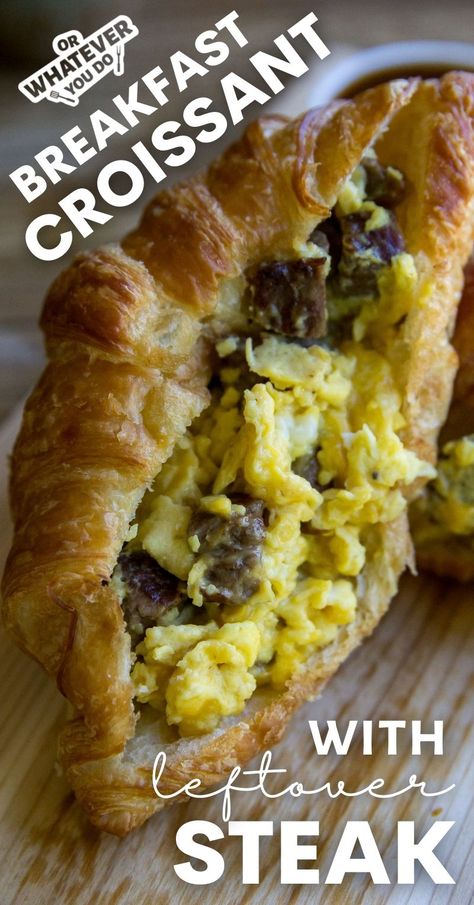 Breakfast Croissant, Steak Breakfast, Leftover Steak, Big Families, Croissant Breakfast, Cube Steak, Egg And Cheese, Smoked Cooking, Egg Recipes For Breakfast